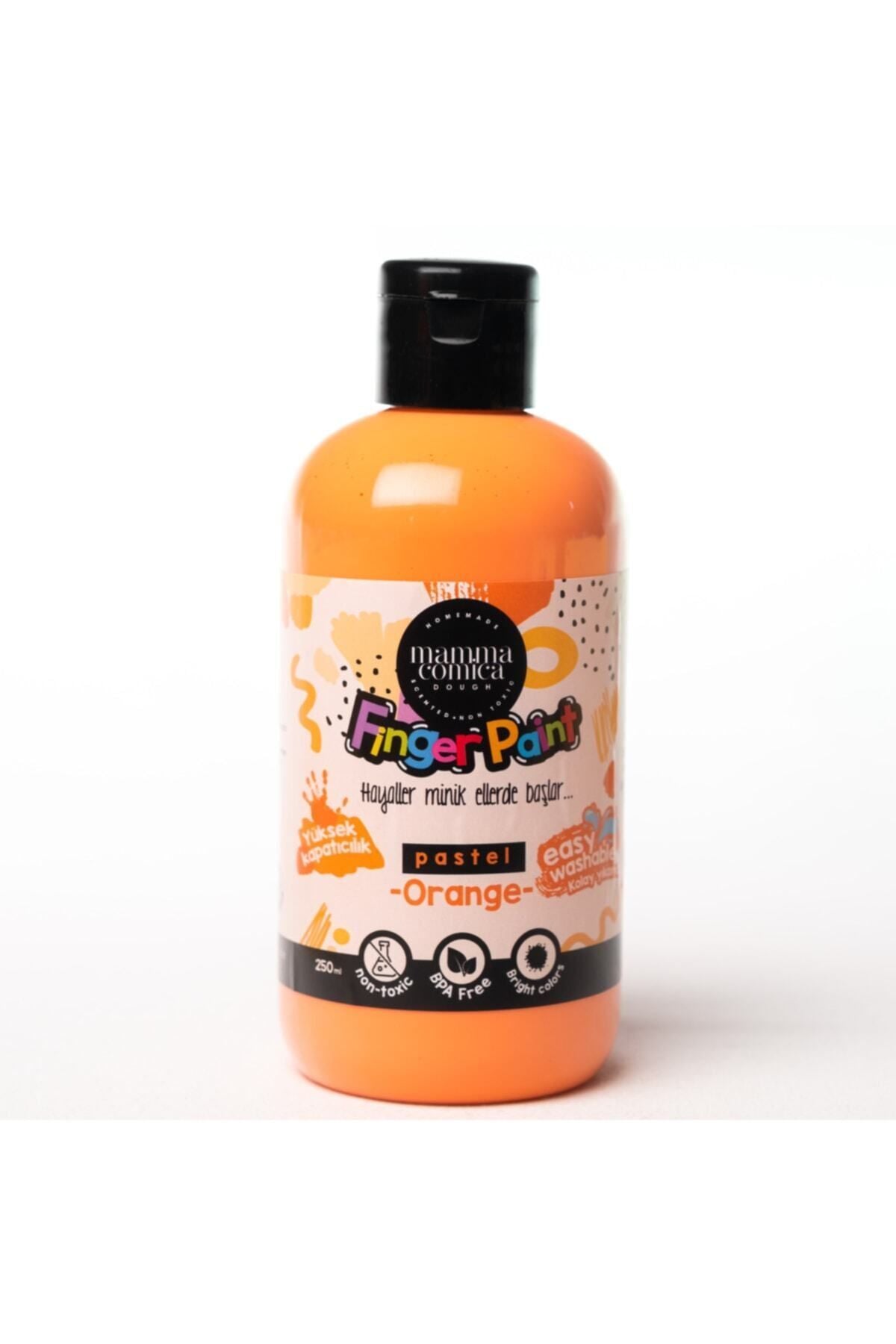 5'li Pastel Mammacomica Yıkanabilir Parmak Boyası-5* 250ml- 3'lü Sünger Roller