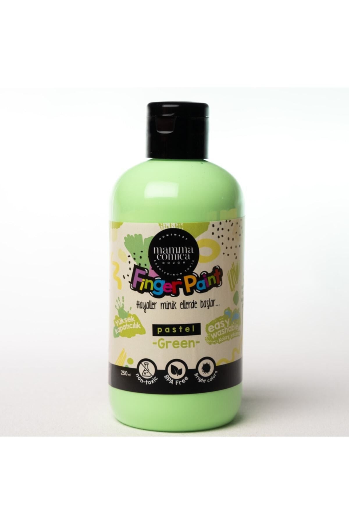 5'li Pastel Mammacomica Yıkanabilir Parmak Boyası-5* 250ml- 3'lü Sünger Roller