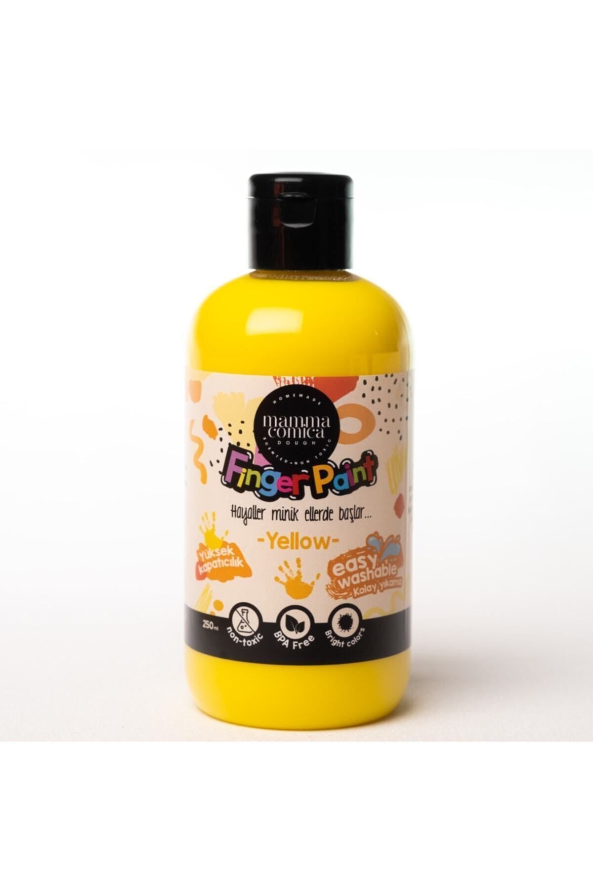 6'lı Mammacomica Yıkanabilir Parmak Boyası-6* 250ml- 3'lü Sünger Roller- Eva Küp