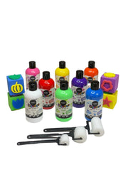 8'li Mammacomica Yıkanabilir Parmak Boyası-8* 250ml- 4 Evo Küp- 3'lü Sünger Roller