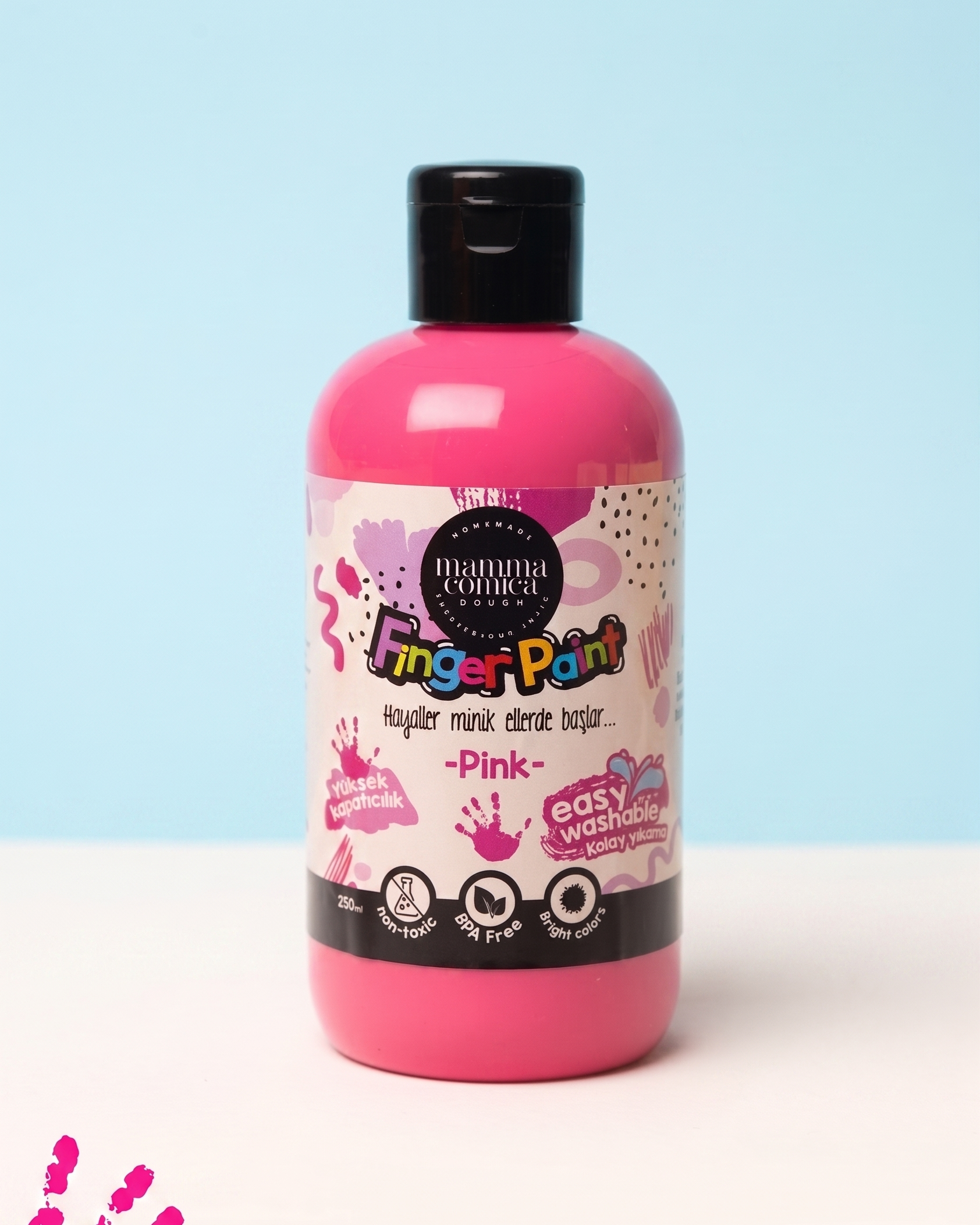 Mammacomica Dough Yıkanabilir Parmak Boyası - Pink 250ml