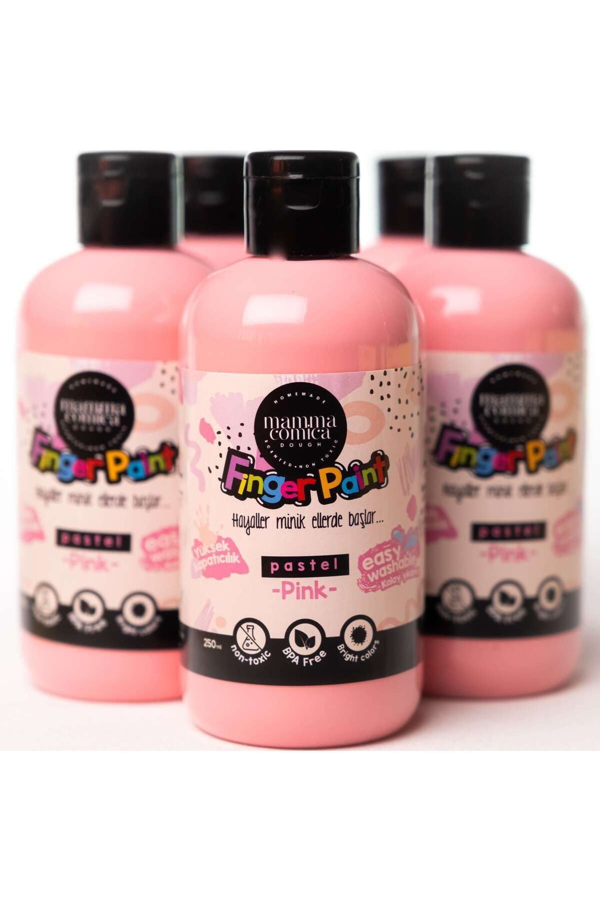 Mammacomica Dough Yıkanabilir Parmak Boyası - Pastel Pink 250ml