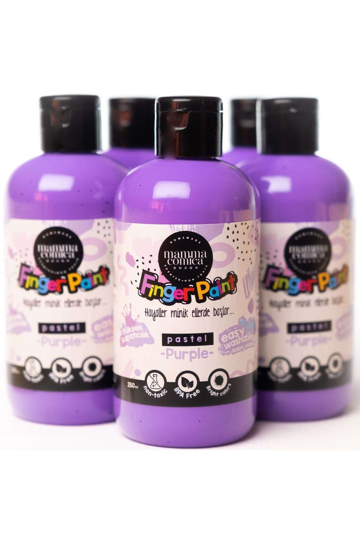 Mammacomica Dough Yıkanabilir Parmak Boyası - Pastel Purple 250ml