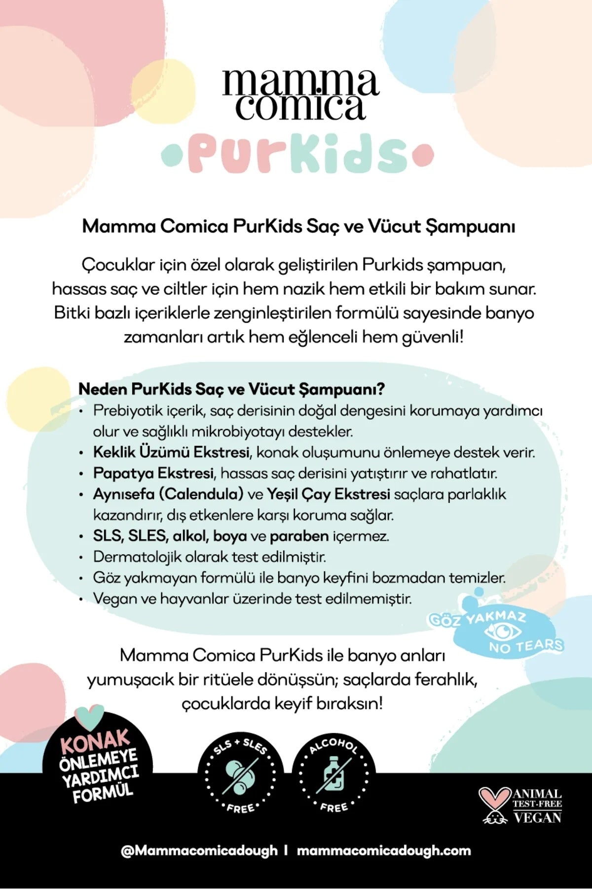 Purkids Prebiotikli Vegan Çocuk Saç ve Vücut Şampuanı-500ml